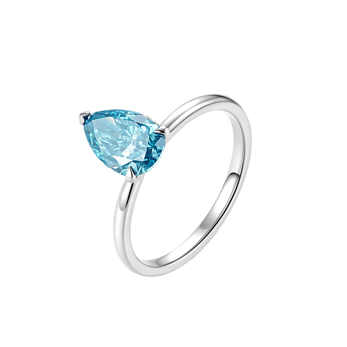 Blue Classic Four-Prong Petite Comfort Fit Solitaire Engagement Ring