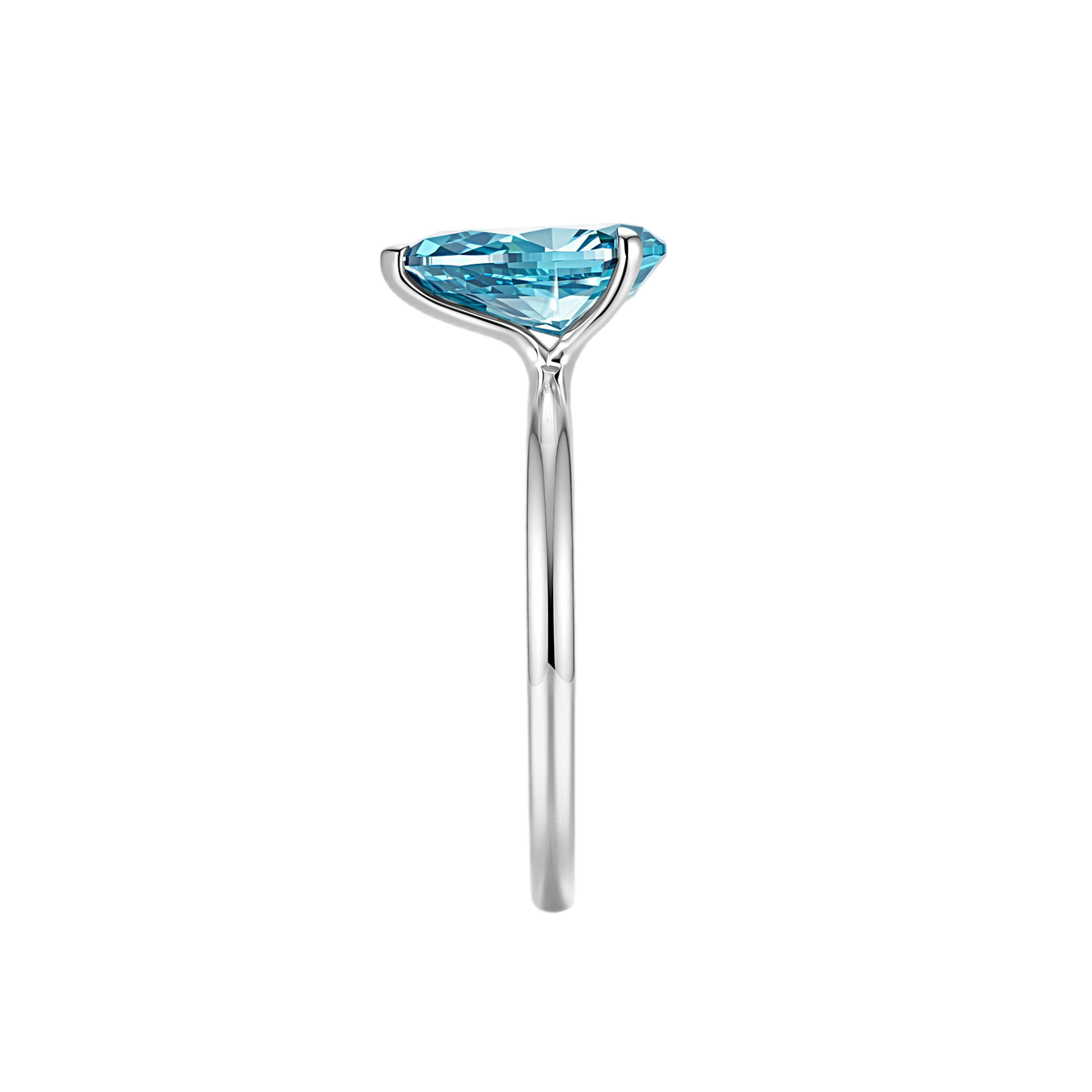 Blue Classic Four-Prong Petite Comfort Fit Solitaire Engagement Ring