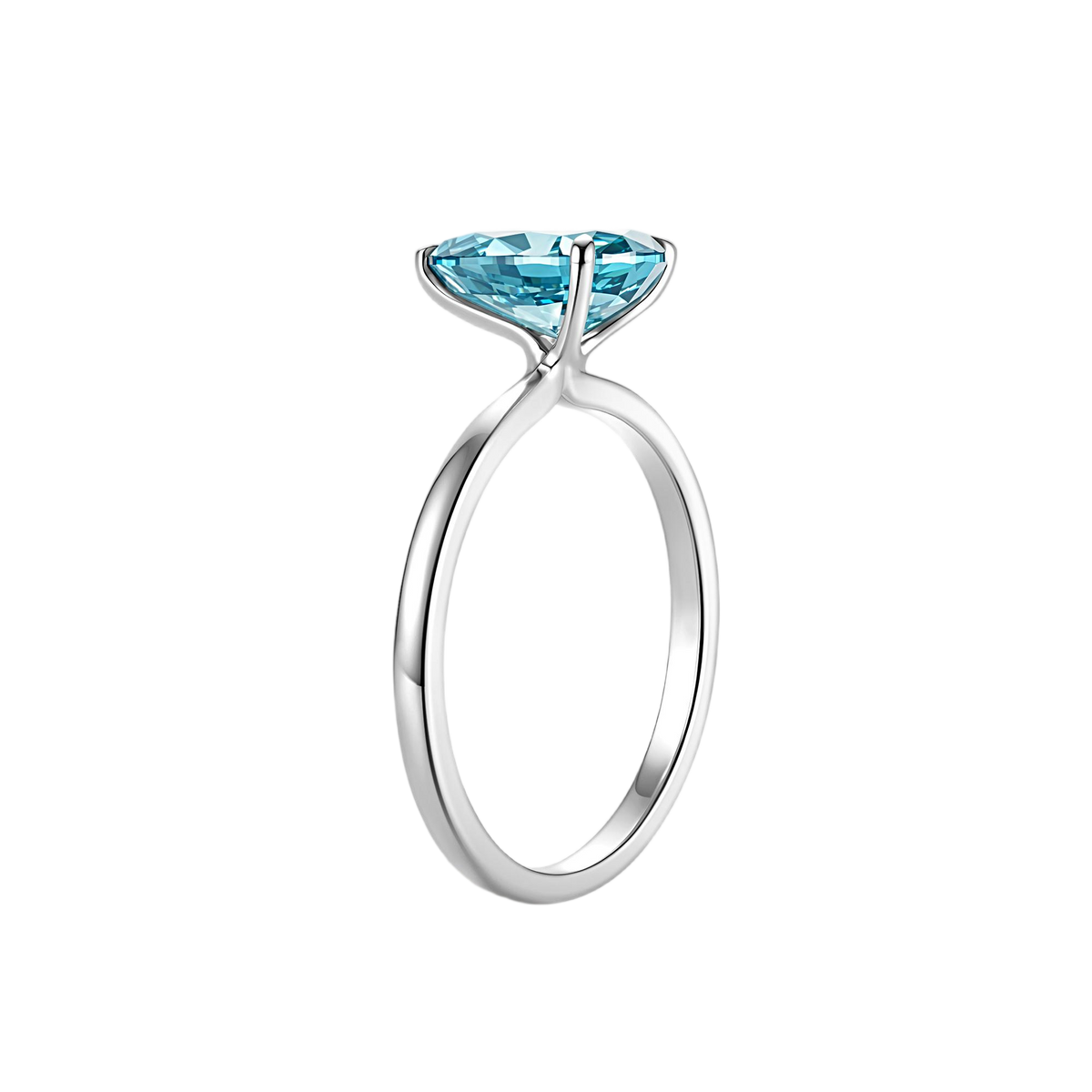 Blue Classic Four-Prong Petite Comfort Fit Solitaire Engagement Ring