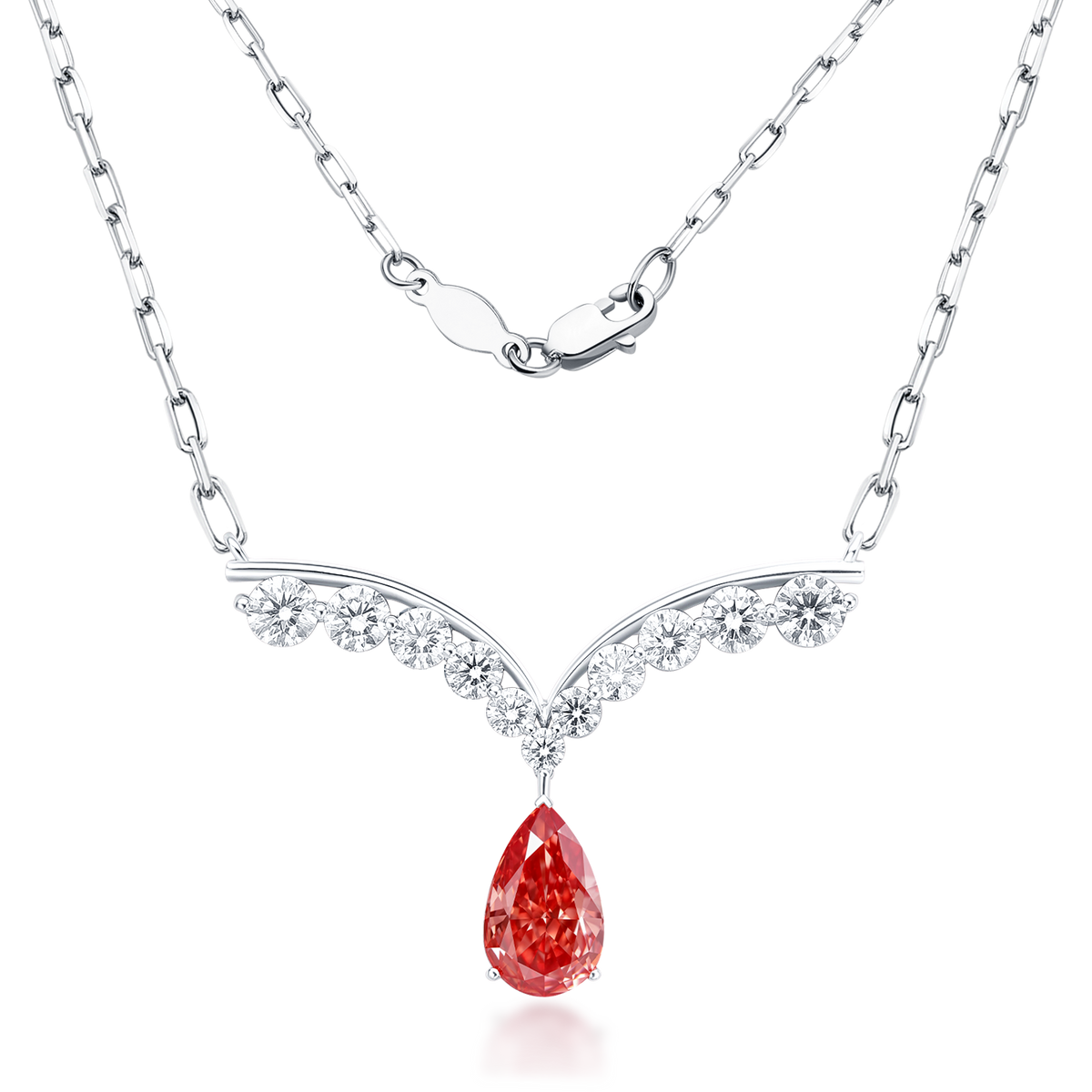 CRITI RORA Scarlet Aurora Teardrop Pendant Necklace