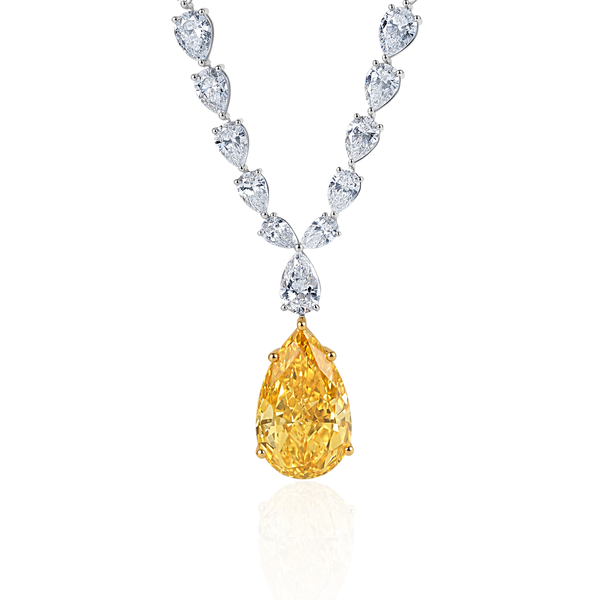 Aurora Royale 18K Gold Lab-Grown Yellow Diamond Drop Necklace