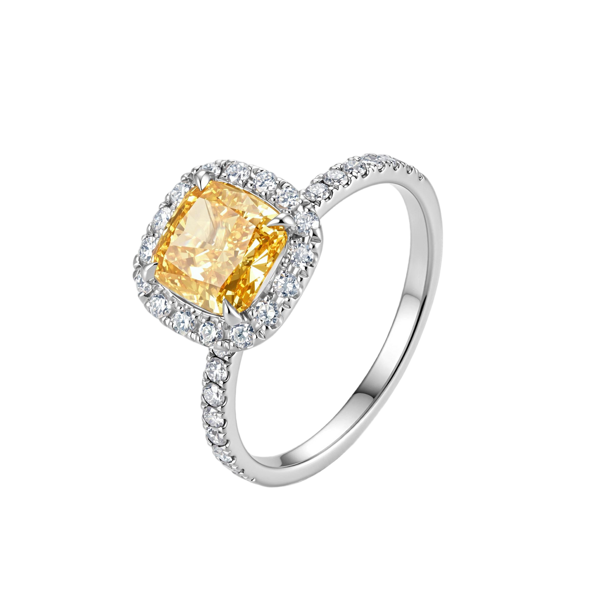 Luna Halo Lab-Grown Yellow Diamond Engagement Ring