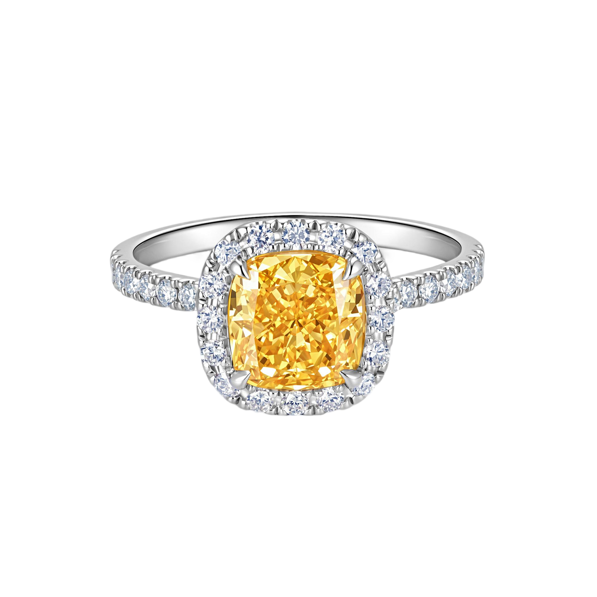 Luna Halo Lab-Grown Yellow Diamond Engagement Ring