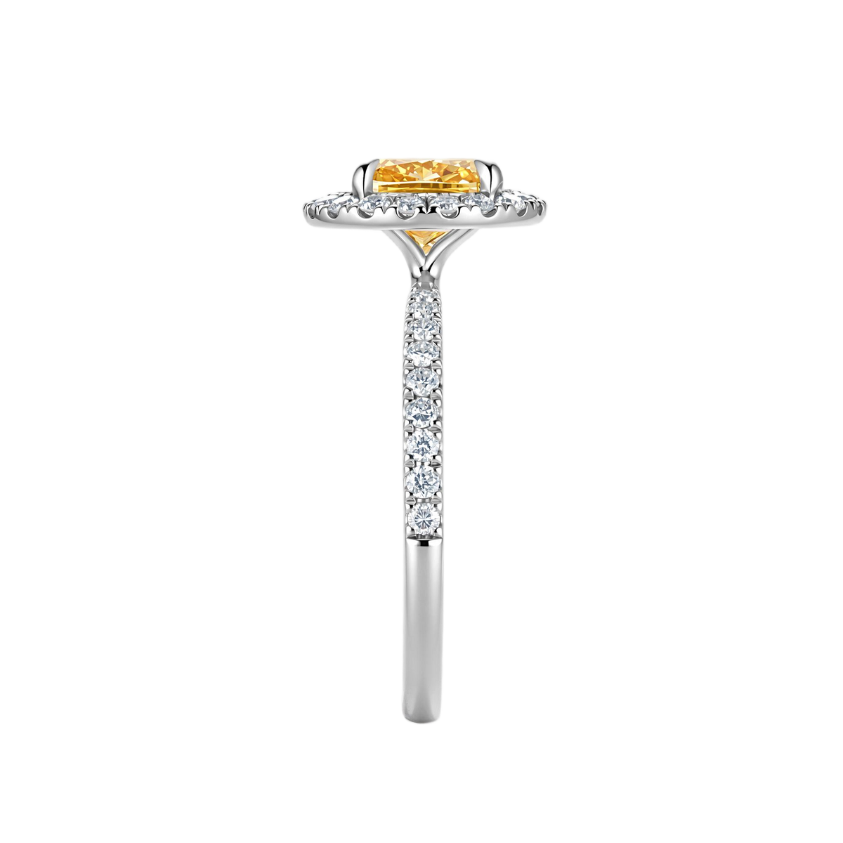 Luna Halo Lab-Grown Yellow Diamond Engagement Ring