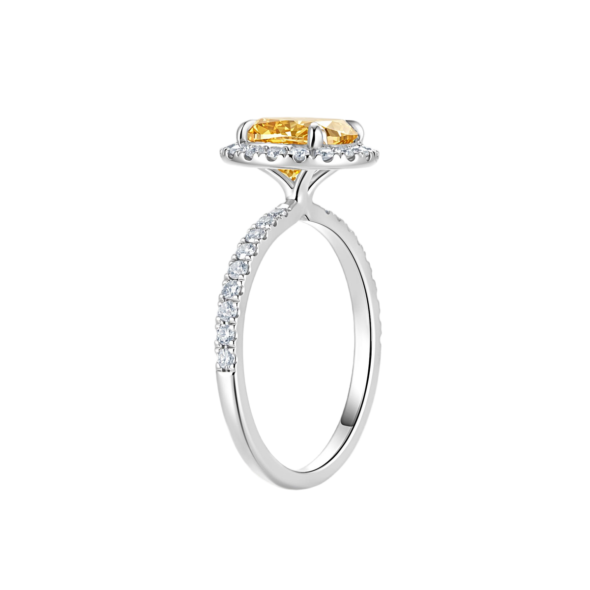 Luna Halo Lab-Grown Yellow Diamond Engagement Ring