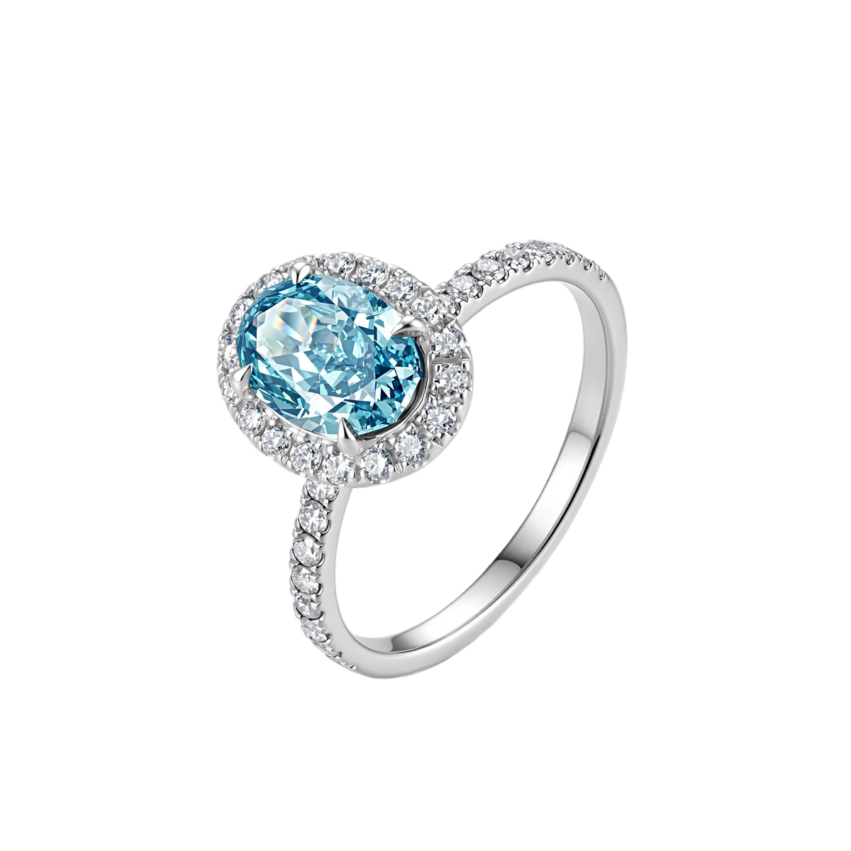 Luna Halo Lab-Grown Blue Diamond Engagement Ring