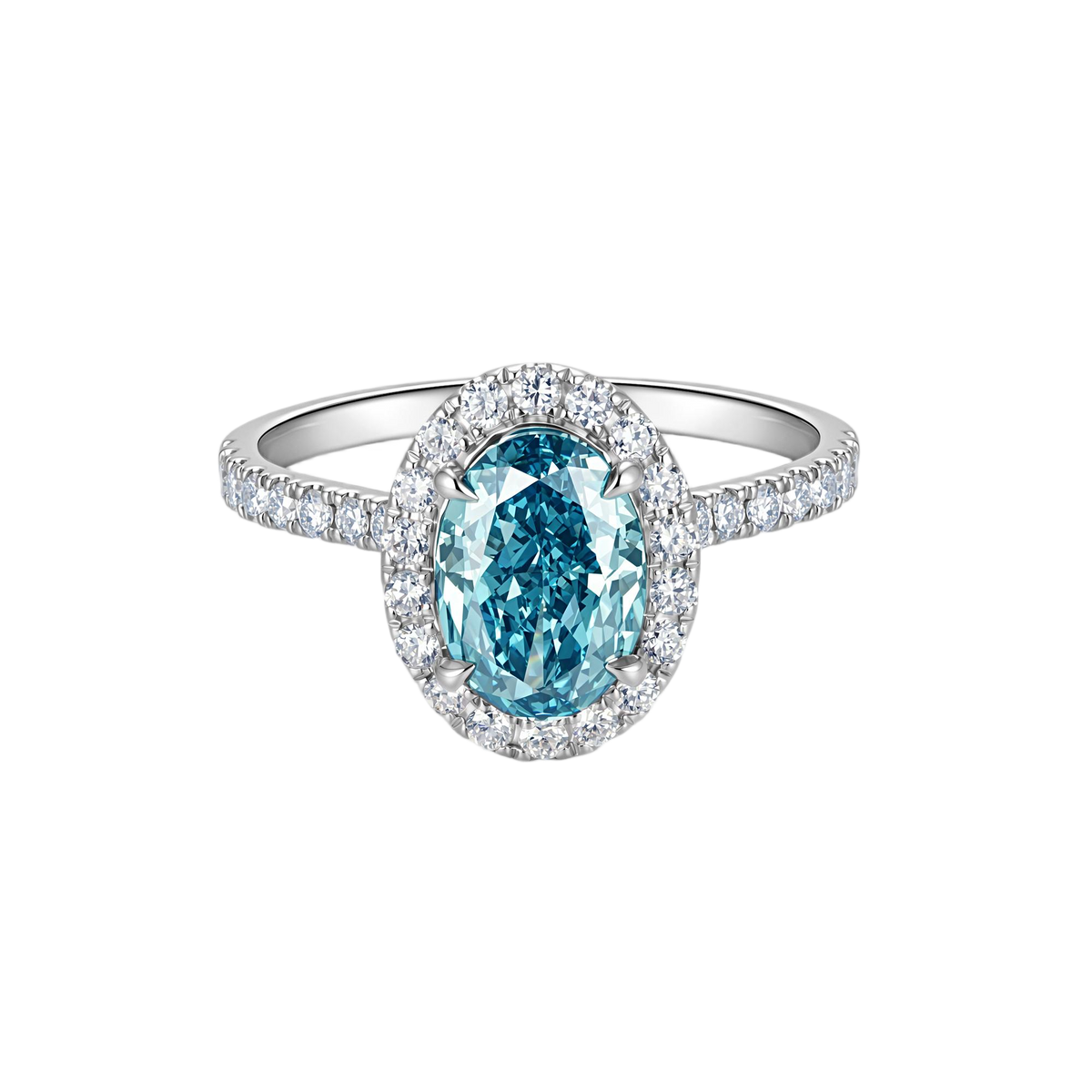 Luna Halo Lab-Grown Blue Diamond Engagement Ring