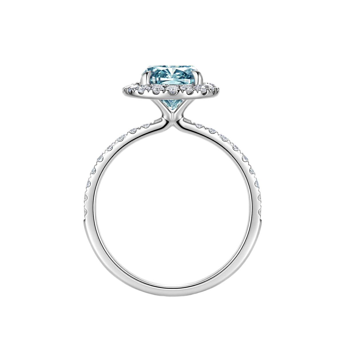 Luna Halo Lab-Grown Blue Diamond Engagement Ring