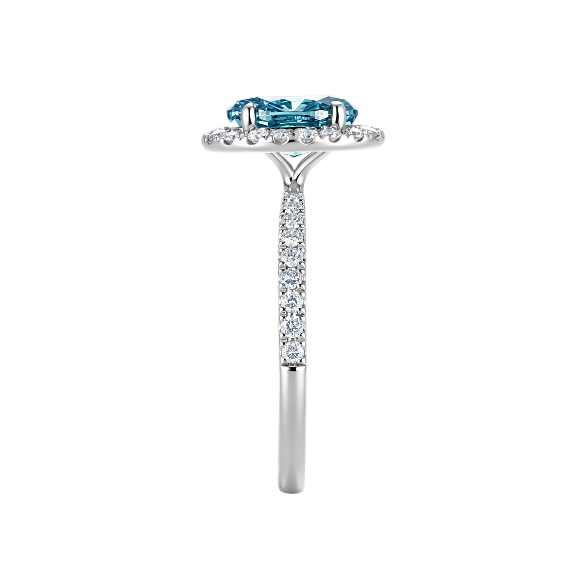 Luna Halo Lab-Grown Blue Diamond Engagement Ring