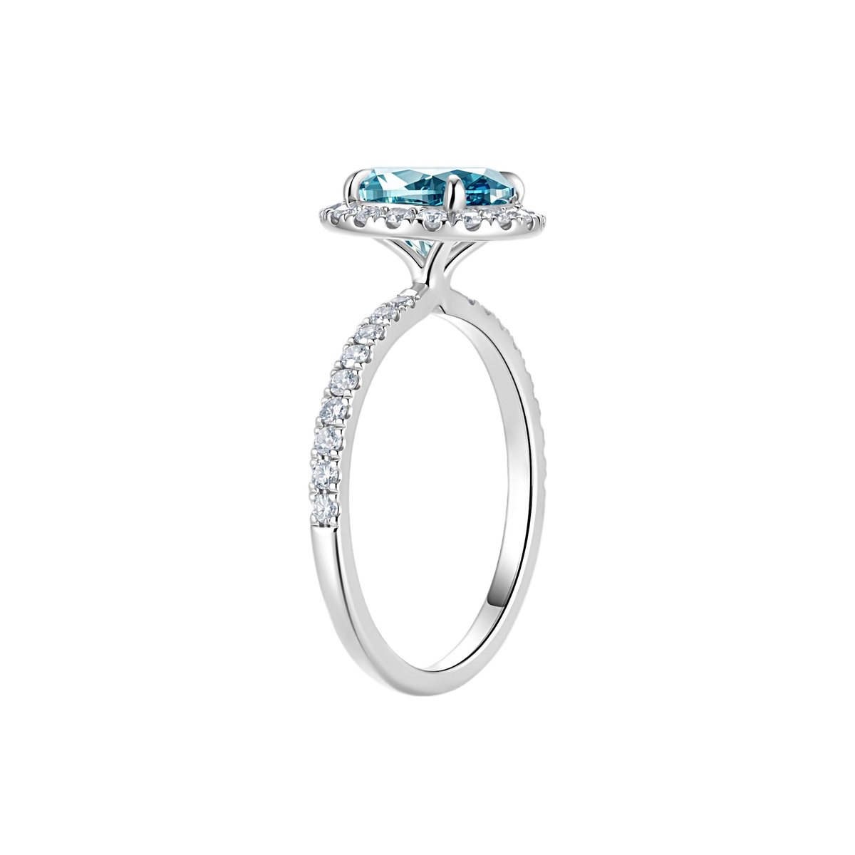 Luna Halo Lab-Grown Blue Diamond Engagement Ring