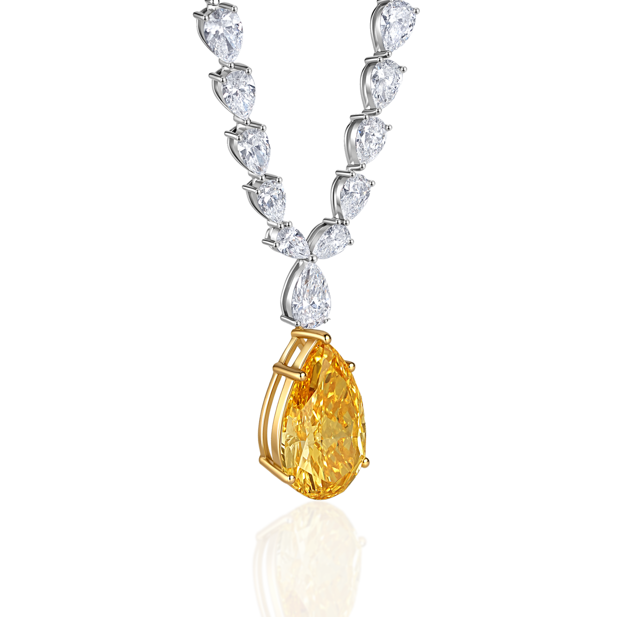 Aurora Royale 18K Gold Lab-Grown Yellow Diamond Drop Necklace
