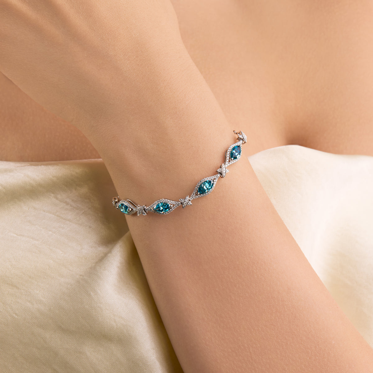 CRITI RORA Azure Butterfly Platinum Lab-Grown Diamond Bracelet