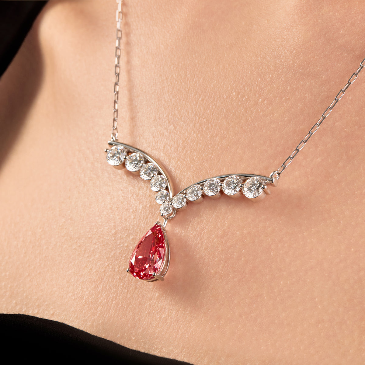CRITI RORA Scarlet Aurora Teardrop Pendant Necklace