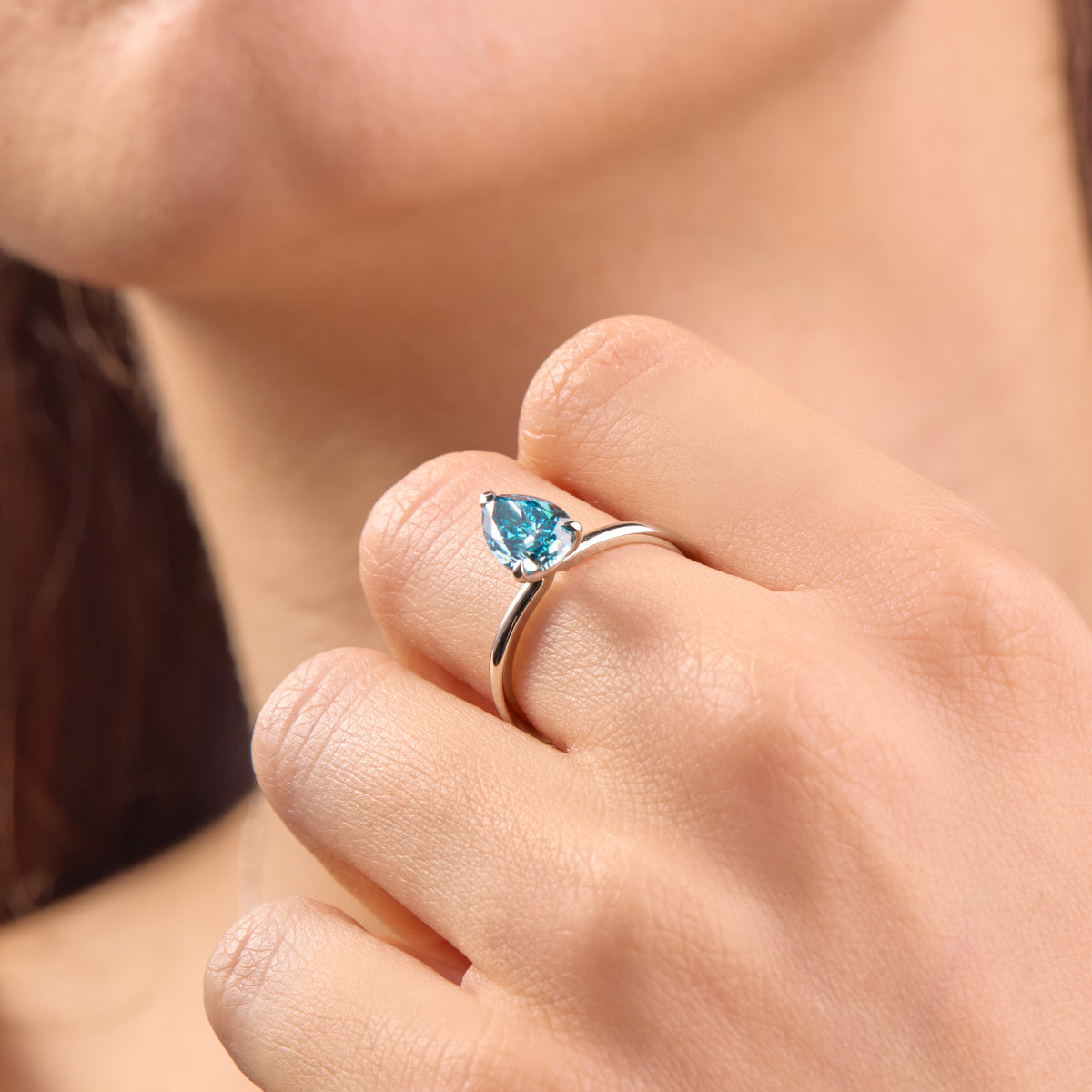 Blue Classic Four-Prong Petite Comfort Fit Solitaire Engagement Ring