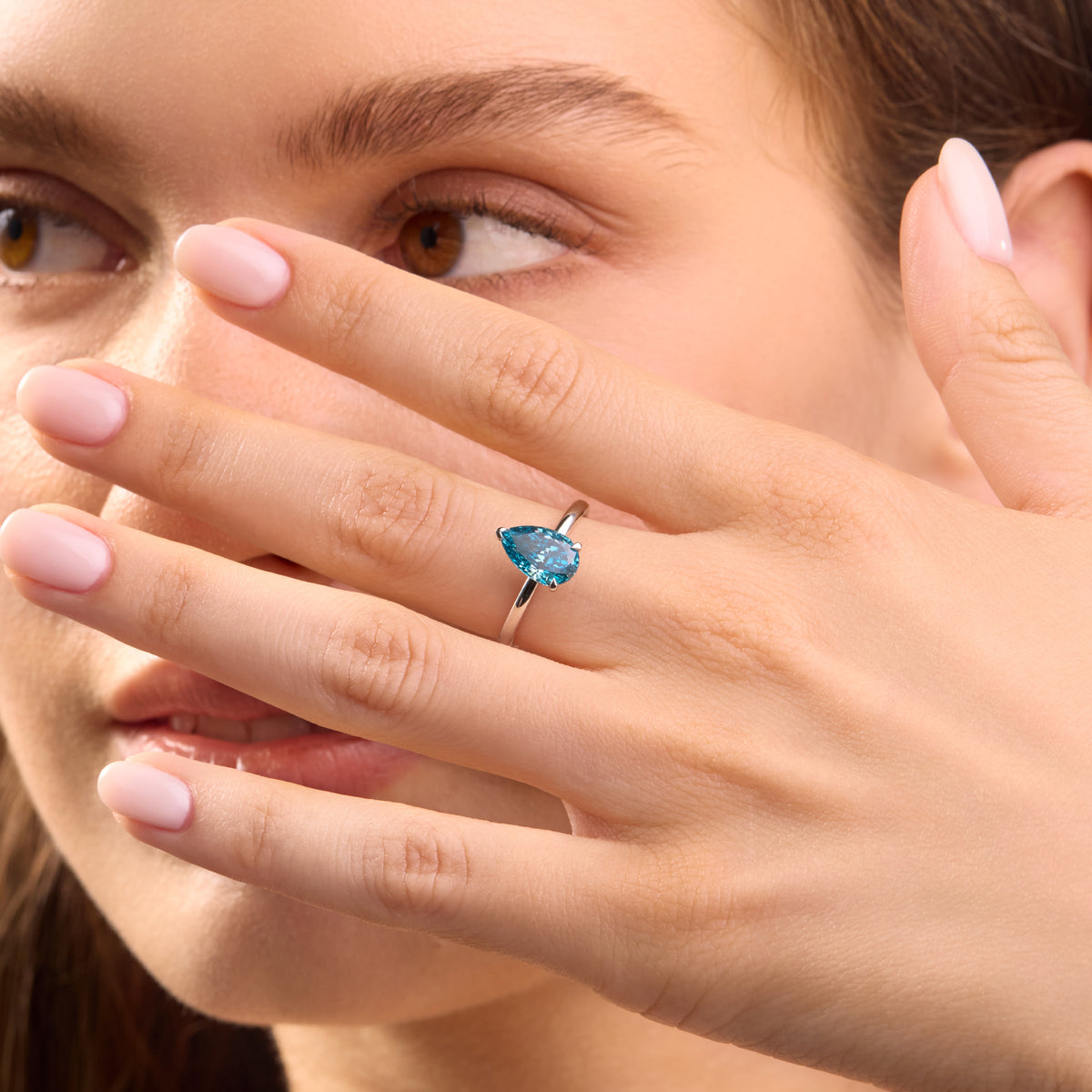 Blue Classic Four-Prong Petite Comfort Fit Solitaire Engagement Ring