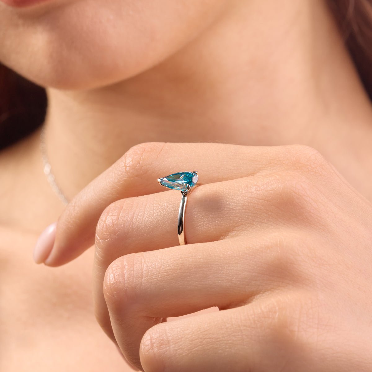 Blue Classic Four-Prong Petite Comfort Fit Solitaire Engagement Ring