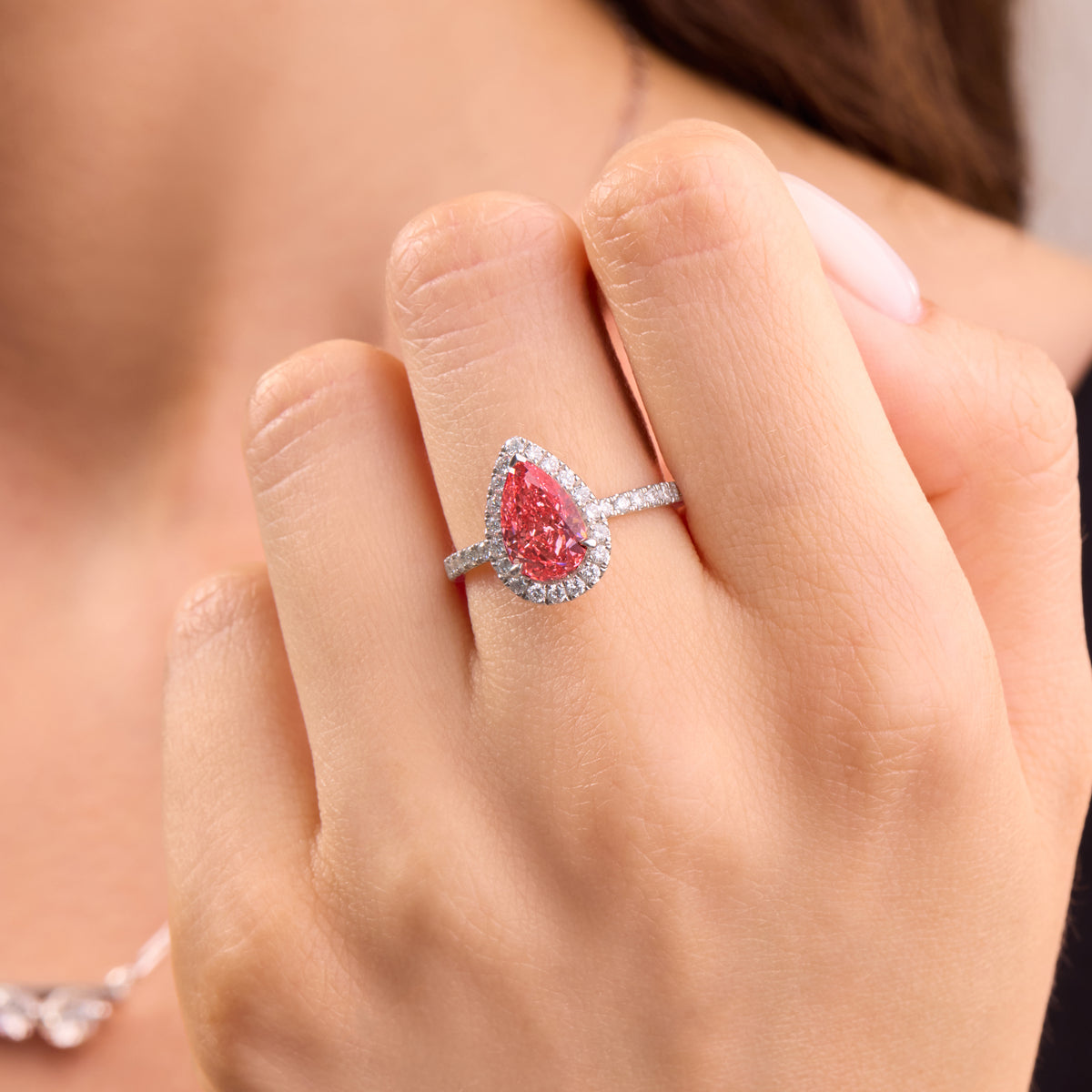 Luna Halo Lab-Grown Pink Diamond Engagement Ring
