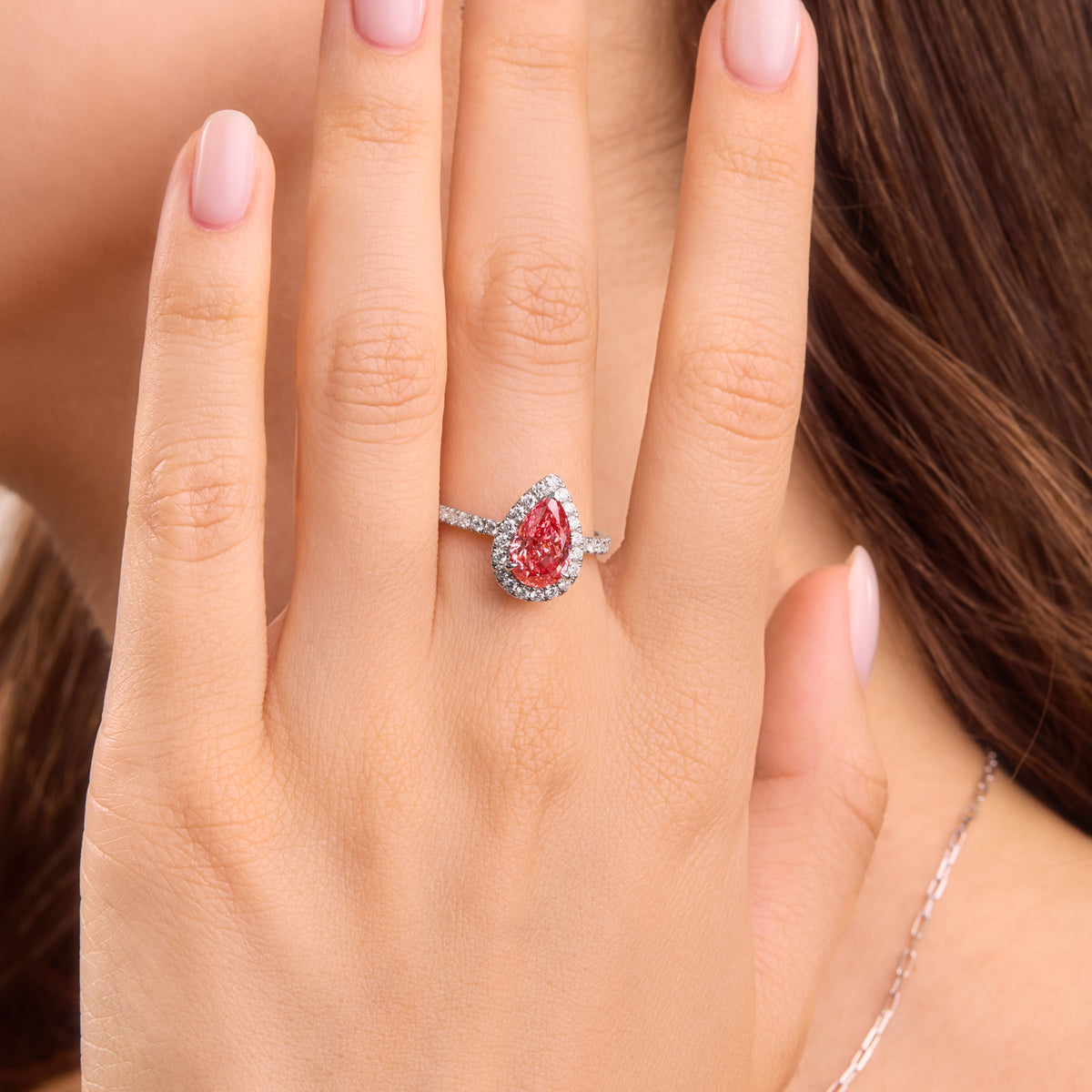 Luna Halo Lab-Grown Pink Diamond Engagement Ring
