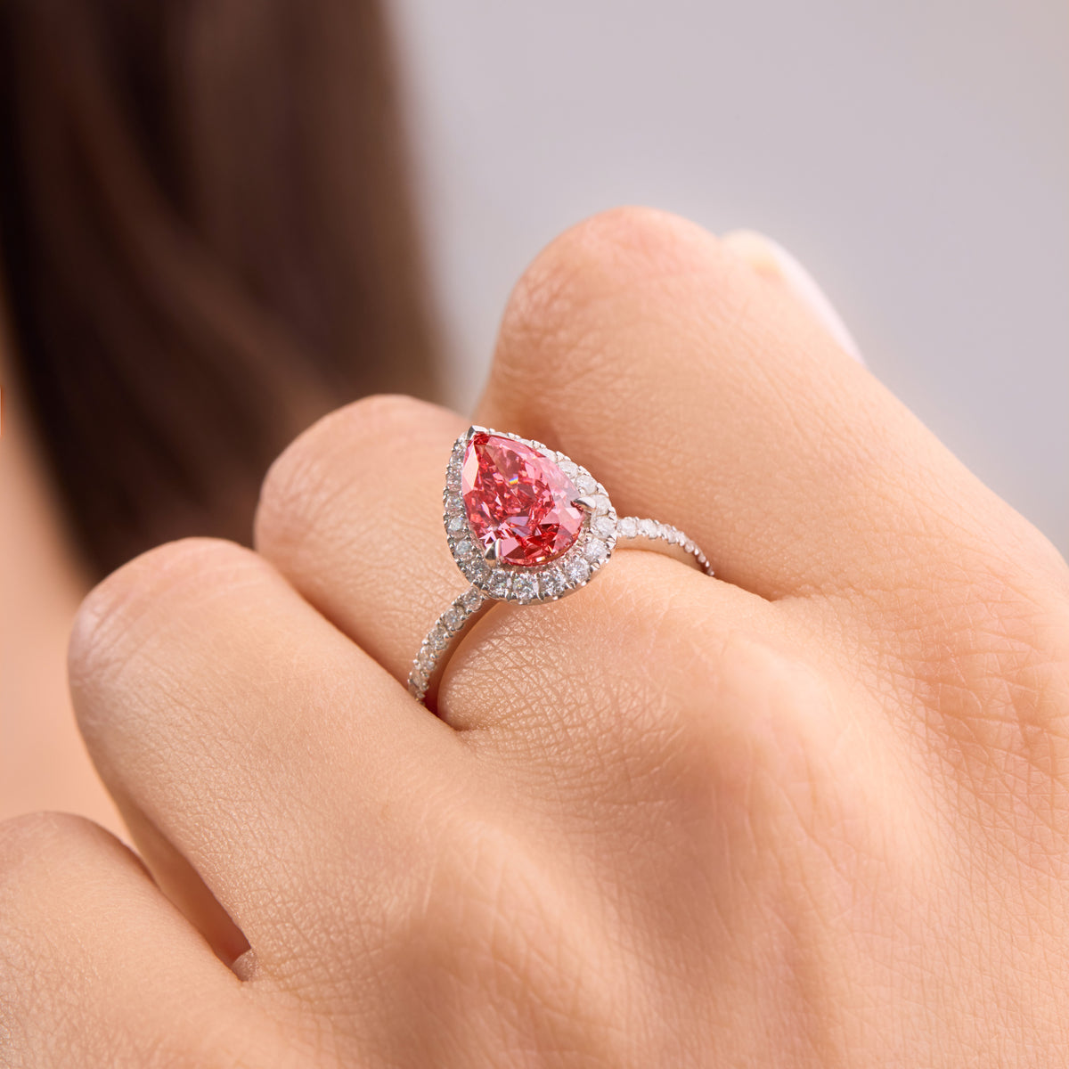 Luna Halo Lab-Grown Pink Diamond Engagement Ring