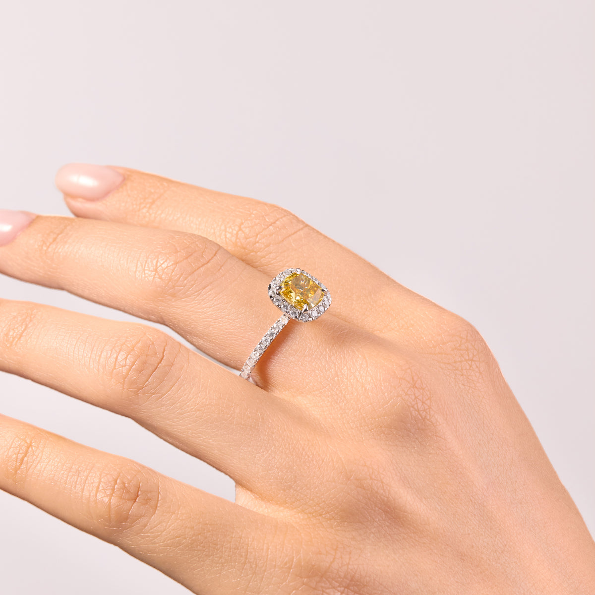 Luna Halo Lab-Grown Yellow Diamond Engagement Ring
