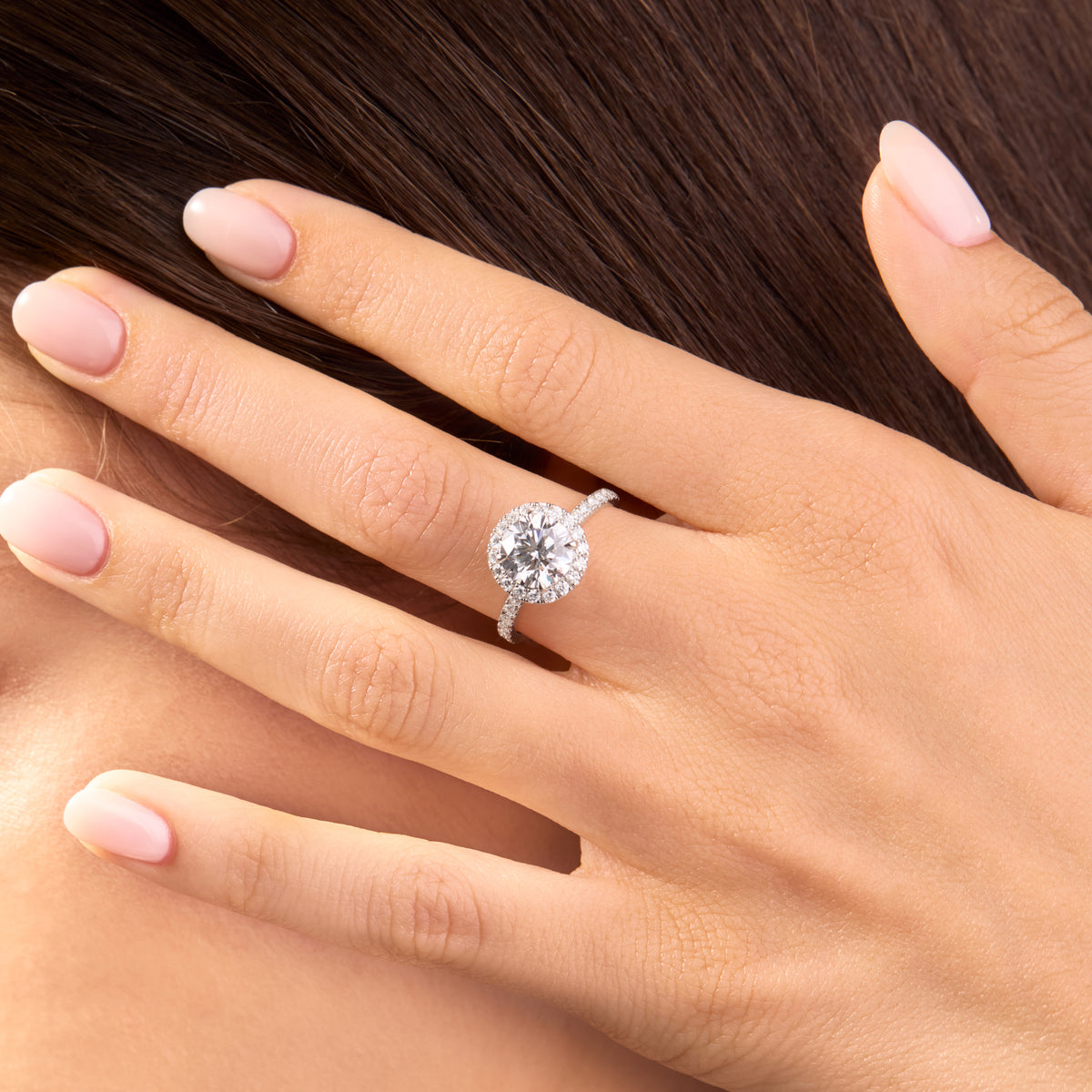 Luna Halo Lab-Grown White Diamond Engagement Ring